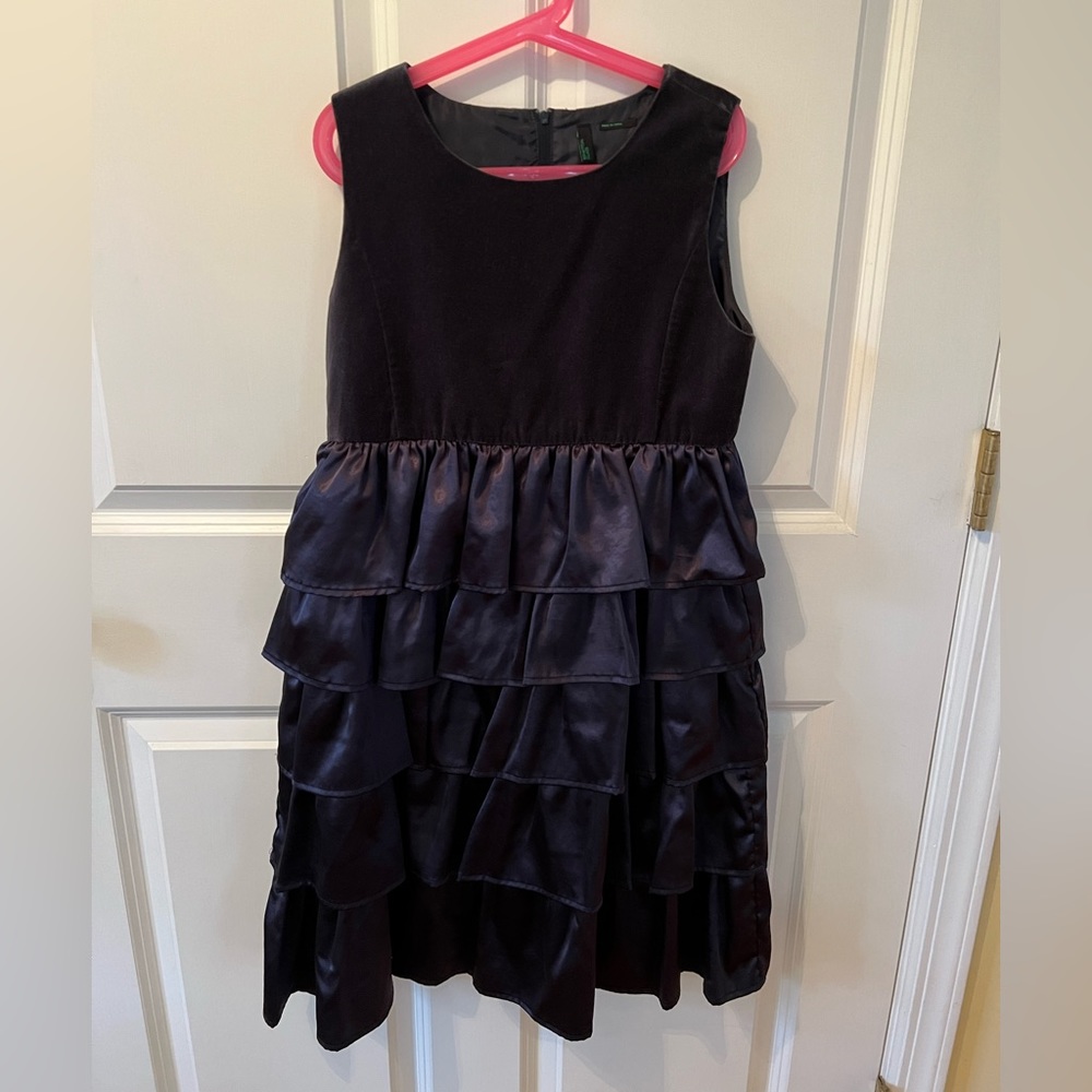 Navy velvet & satin dress